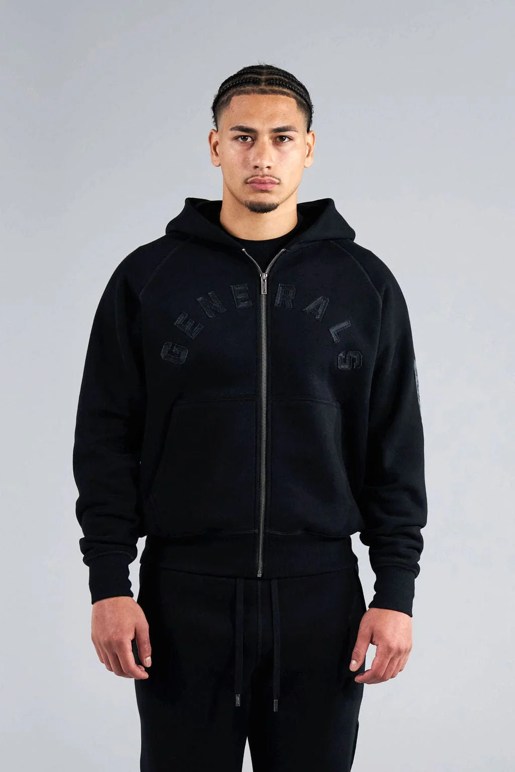Geedup Generals Classic Fit Raglan Zip Hoodie Jet Black